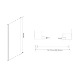 Aqualine Cabines de douche - Parois latéral Amadeo 900 mm, verre mat BTP90