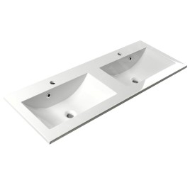 Sapho Yukon - Lavabo double sur plan, 1200x450 mm, avec 2 trous pour les mitigeurs, blanc YU120