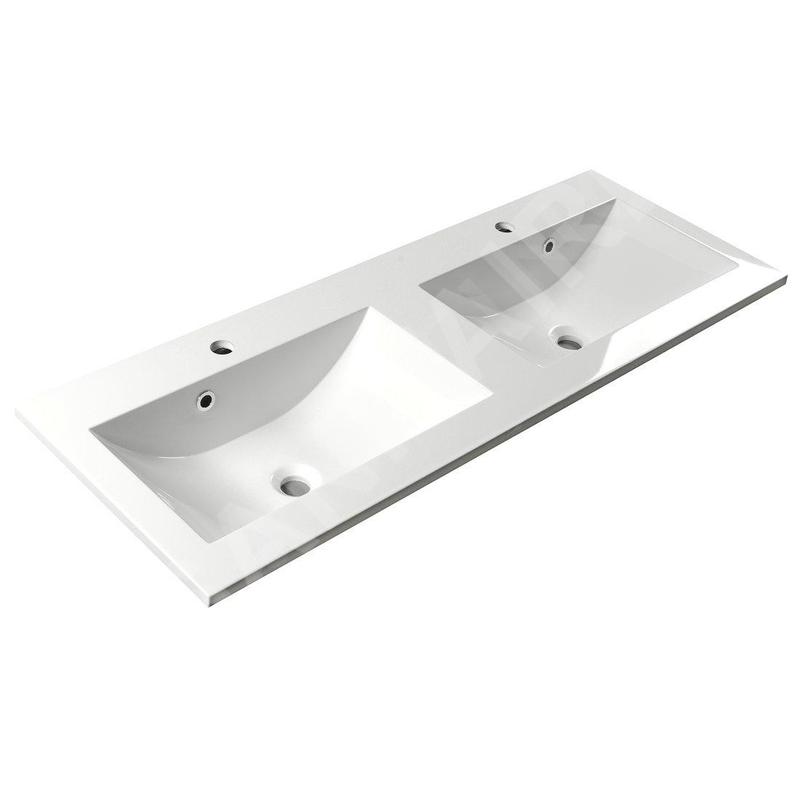 Sapho Yukon - Lavabo double sur plan, 1200x450 mm, avec 2 trous pour les mitigeurs, blanc YU120 Sapho Yukon - Lavabo double sur plan, 1200x450 mm, avec 2 trous pour les mitigeurs, blanc YU120