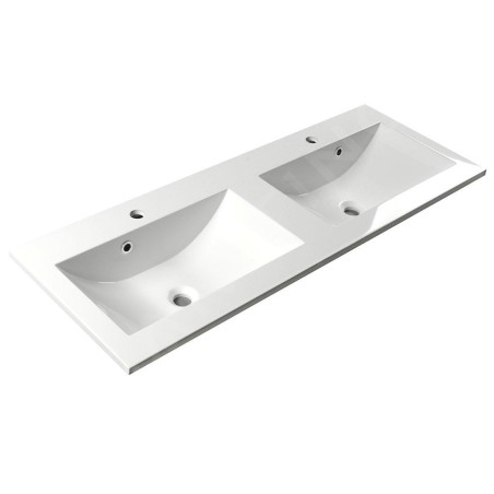 Sapho Yukon - Lavabo double sur plan, 1200x450 mm, avec 2 trous pour les mitigeurs, blanc YU120