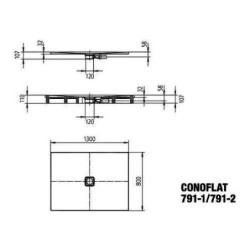 Kaldewei Avantgarde - Receveur de douche 791-2, Conoflat 800x1300 mm, antidérapant, effet Perl, support en polystyrène, blanc