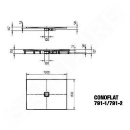 Kaldewei Avantgarde - Receveur de douche 791-2, Conoflat 800x1300 mm, support polystyrène, blanc 466148040001