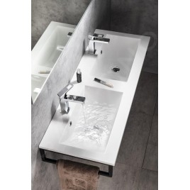 Sapho Yukon - Lavabo double sur plan, 1200x450 mm, avec 2 trous pour les mitigeurs, blanc YU120