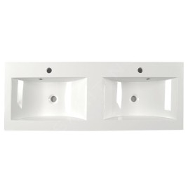 Sapho Yukon - Lavabo double sur plan, 1200x450 mm, avec 2 trous pour les mitigeurs, blanc YU120