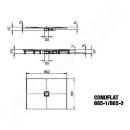 Kaldewei Avantgarde - Receveur de douche Conoflat 865-2, 800x1800 mm, Perl-Effect, support en polystyrène, blanc 468248043001