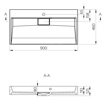 Sapho Amur - Lavabo 900x460 mm, avec trop-plein, trou pour robinet, blanc 55032