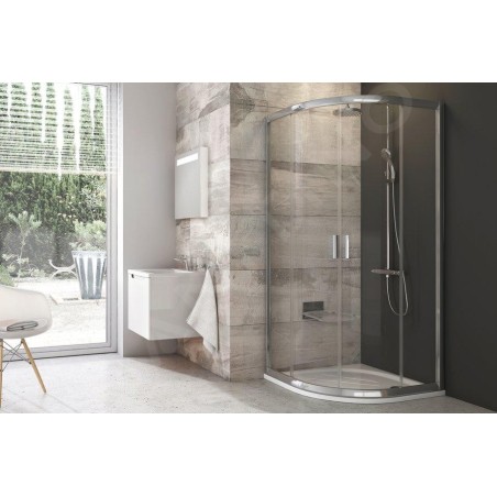 Ravak Blix - Cabine de douche quart de cercle BLCP4-90, 880-900 mm, satiné/verre transparent 3B270U00Z1