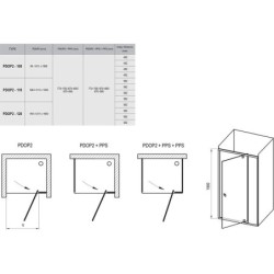 Ravak Pivot - Porte de douche PDOP2-120, 1161-1211 mm, verre satiné/clair 03GG0U00Z1