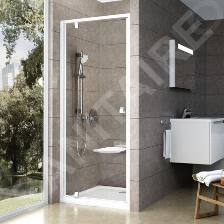 Ravak Pivot - Porte de douche, 761-811 mm, blanc/chrome/verre clair 03G40100Z1