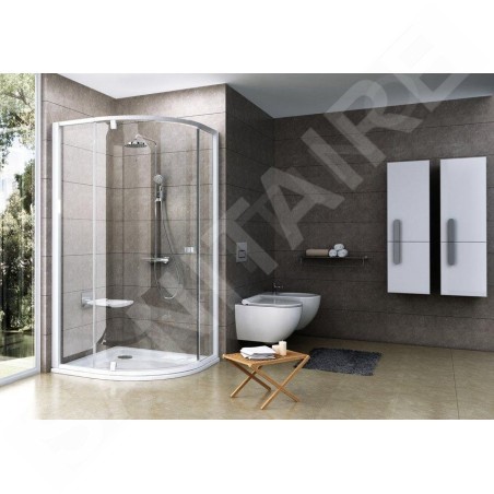 Ravak Pivot - Cabine de douche quart de rond PSKK3-100, 970-995 mm, blanc/verre clair 376AA101Z1