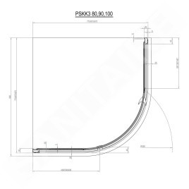 Ravak Pivot - Cabine de douche quart de cercle PSKK3-80, 770-795 mm, verre satiné/clair 37644U00Z1