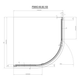 Ravak Pivot - Cabine de douche quart de rond PSKK3-90, 870-895 mm, cadre blanc/verre clair 37677101Z1