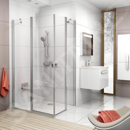 Ravak Chrome - Porte de douche CRV2-100, 980-1000 mm, aluminium poli/verre transparent 1QVA0C00Z1