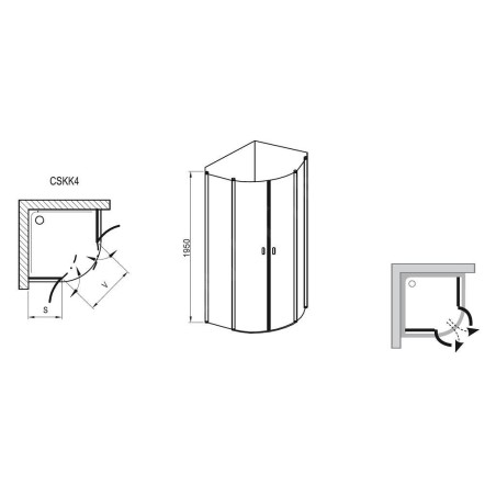 Ravak Chrome - Cabine de douche quart de cercle, CSKK4 mm, 880-900 mm, blanc/verre transparent 3Q170100Z1
