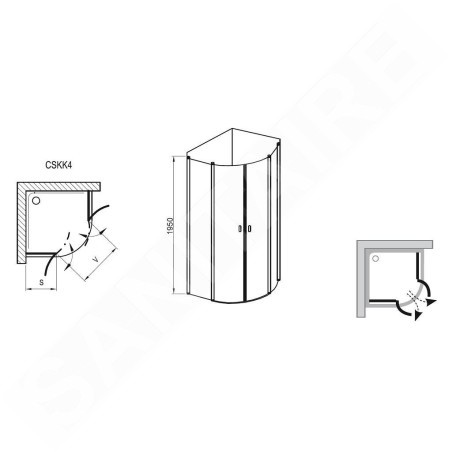 Ravak Chrome - Cabine de douche quart de cercle CSKK4-80, 780-800 mm, blanc/verre transparent 3Q140100Z1