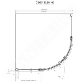 Ravak Chrome - Cabine de douche quart de cercle CSKK4-90, 880-900 mm, satiné/verre transparent 3Q170U00Z1