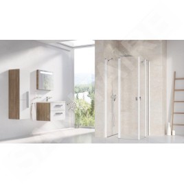 Ravak Chrome - Porte de douche CRV2-80, 780-800 mm, blanc/verre transparent 1QV40100Z1