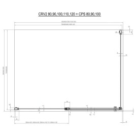 Ravak Chrome - Porte de douche CRV2-80, 780-800 mm, aluminium brillant/verre transparent 1QV40C00Z1