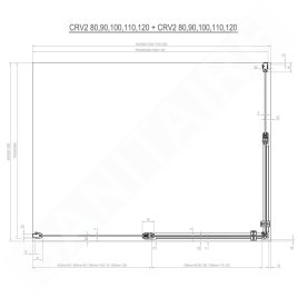 Ravak Chrome - Porte de douche CRV2-80, 780-800 mm, satiné/verre transparent 1QV40U00Z1