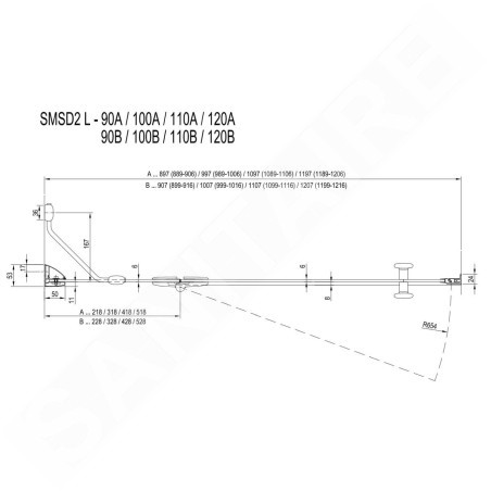 Ravak SmartLine - Porte de douche en deux parties SMSD2-100 A-L, 989-1006 mm, gauche, chrome/verre clair 0SLAAA00Z1