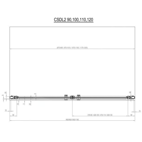 Ravak Chrome - Porte de douche à deux vantaux CSDL2-120, 1175-1205 mm, aluminium brillant/verre transparent 0QVGCC0LZ1
