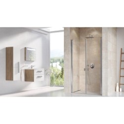 Ravak Chrome - Porte de douche à deux vantaux CSDL2-120, 1175-1205 mm, aluminium brillant/verre transparent 0QVGCC0LZ1