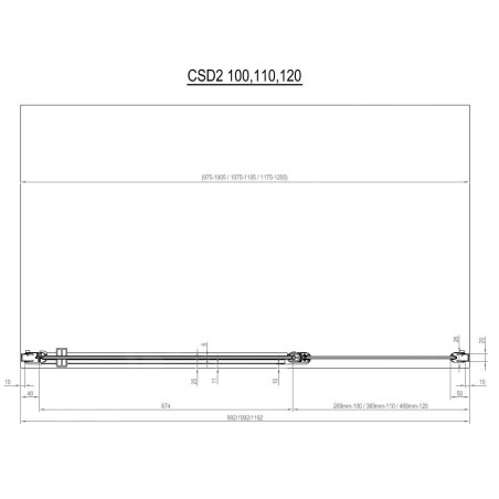 Ravak Chrome - Porte de douche en deux parties CSD2-120, 1175-1205 mm, aluminium brillant/verre transparent 0QVGCU00Z1