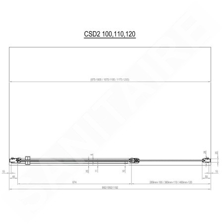 Ravak Chrome - Porte de douche en deux parties CSD2-120, 1175-1205 cm, aluminium brillant/verre transparent 0QVGCC00Z1