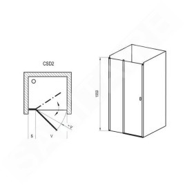 Ravak Chrome - Porte de douche en deux parties CSD2-110, 1075-1105 cm, blanc/verre transparent 0QVDC100Z1