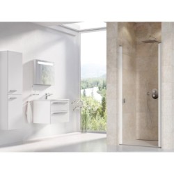 Ravak Chrome - Porte de douche, 875-905 mm, blanc/verre transparent 0QV70100Z1