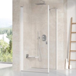 Ravak Chrome - Paroi de douche fixe CPS-90, 880-900 mm, blanc/verre transparent 9QV70100Z1