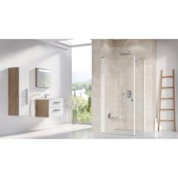 Ravak Chrome - Paroi de douche fixe CPS-90, 880-900 mm, blanc/verre transparent 9QV70100Z1