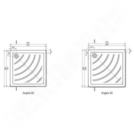 Ravak Kaskada - Receveur de douche Angela LA, 800x800 mm, AntiBac, blanc A014401220
