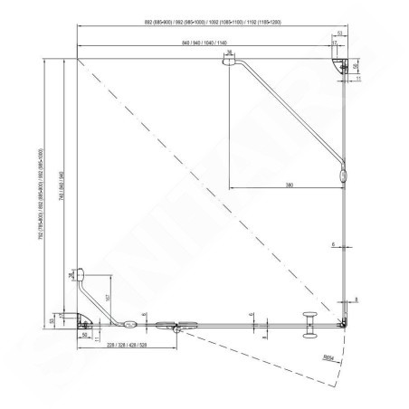 Ravak SmartLine - Paroi de douche SMPS-100 L, 985-1000 mm, gauche, chrome/verre clair 9SLA0A00Z1
