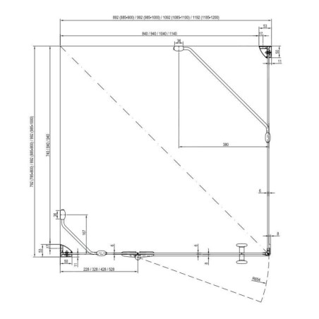 Ravak SmartLine - Paroi de douche SMPS-100 R, 985-1000 mm, droite, chrome/verre transparent 9SPA0A00Z1