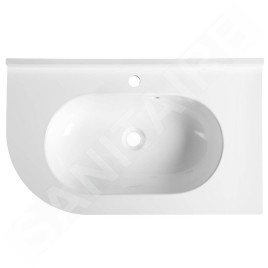 Sapho Pulse - Vasque d’angle 750x450 mm, avec trop-plein, trou pour robinetterie, droit, blanc BM658