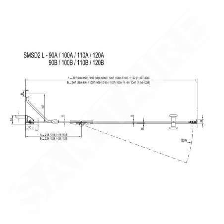 Ravak SmartLine - Porte de douche en deux parties SMSD2-110 A-L, 1089-1106 mm, gauche, chrome/verre clair 0SLDAA00Z1