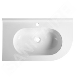 Sapho Pulse - Vasque d’angle 750x450 mm, avec trop-plein, trou pour robinetterie, version gauche, blanc BM752
