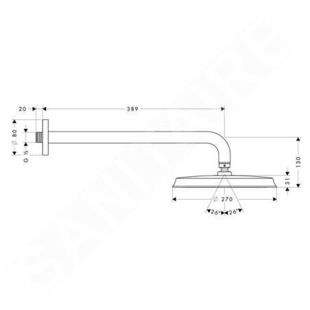 Hansgrohe Raindance Classic - Douche de tête 270 Air, 1 jet, bras de 390 mm, design chrome / doré 27424090