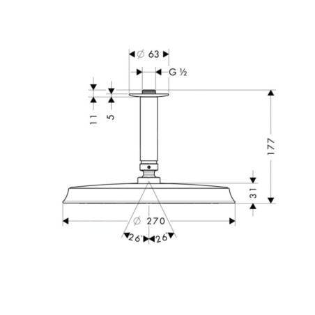 Hansgrohe Raindance Classic - Douche de tête 240 Air, 1 jet avec amenée par plafond de 100 mm, chrome 27405000
