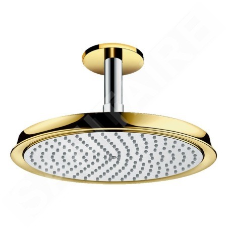 Hansgrohe Raindance Classic - Douche de tête E 240 Air, 1 jet avec amenée par plafond de 100 mm, design chrome / doré 27405090
