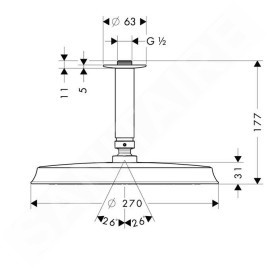 Hansgrohe Raindance Classic - Douche de tête E 240 Air, 1 jet avec amenée par plafond de 100 mm, design chrome / doré 27405090