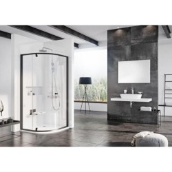 Ravak Pivot - Cabine de douche quart de rond PSKK3-80, 770-795 mm, noir/verre 37644300Z1