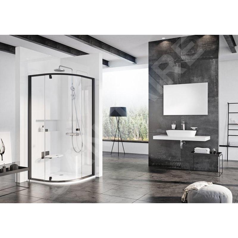 Ravak Pivot - Cabine de douche quart de rond PSKK3-80, 770-795 mm, noir/verre 37644300Z1