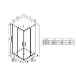 Ravak Blix - Cabine de douche Slim BLSRV2-80, 800x800 mm, inox brillant/verre transparent X1LM40C00Z1