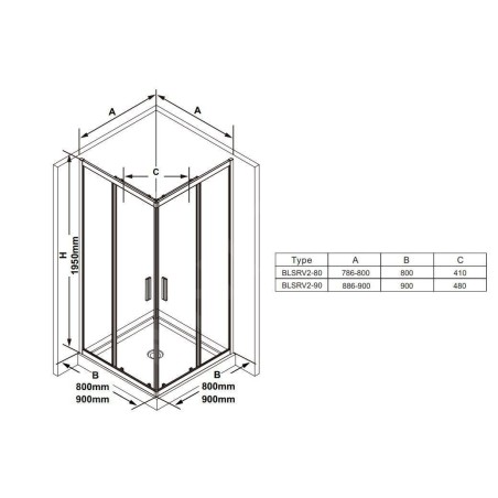Ravak Blix - Cabine de douche Slim BLSRV2-80, 800x800 mm, inox brillant/verre transparent X1LM40C00Z1