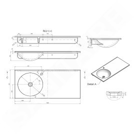 Sapho Juno - Lavabo 1000x150x470 mm, sans trop-plein, trou robinetterie robinetterie à droite, blanc JU101