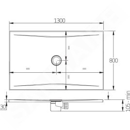 Jika Cubito Pure - Receveur de douche 1300x800 mm, noir H2164220160001