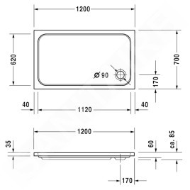 Duravit D-Code - Receveur de douche 1200x700 mm, blanc alpin 720094000000000