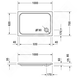 Duravit D-Code - Receveur de douche 1000x700 mm, Antislip, blanc alpin 720093000000001